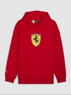 Puma Scuderia Ferrari F1 Large Sheild Pullover Hoodie Red  Sz M Raceway Ferrari